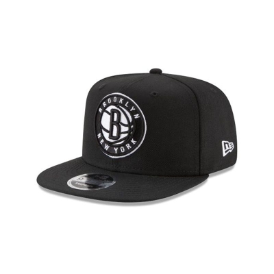 Black Brooklyn Nets Hat - New Era NBA High Crown 9FIFTY Snapback Caps USA9470281